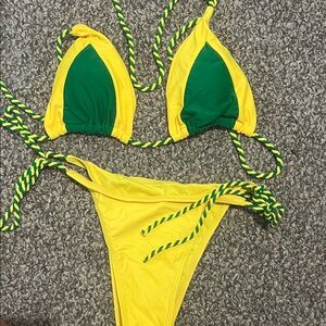 Yellow and Green Bikini Set